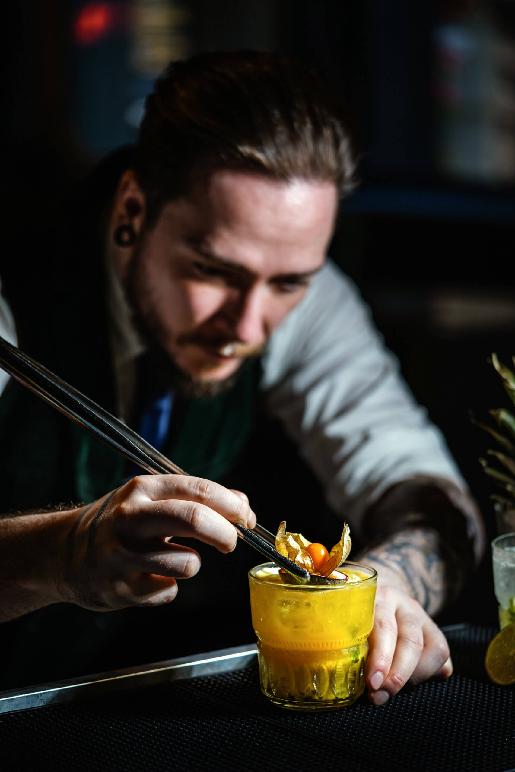 Bartender preparing a drink