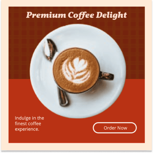 Template free cappuccino with latte art cafe banner generated with Sivi AI