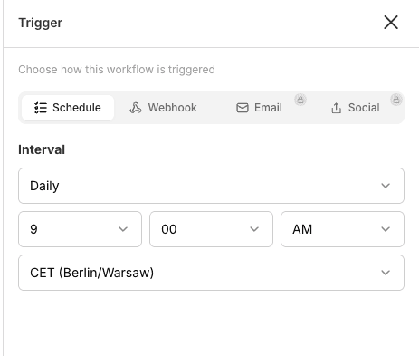 trigger modal - Choose how this workflow is triggered