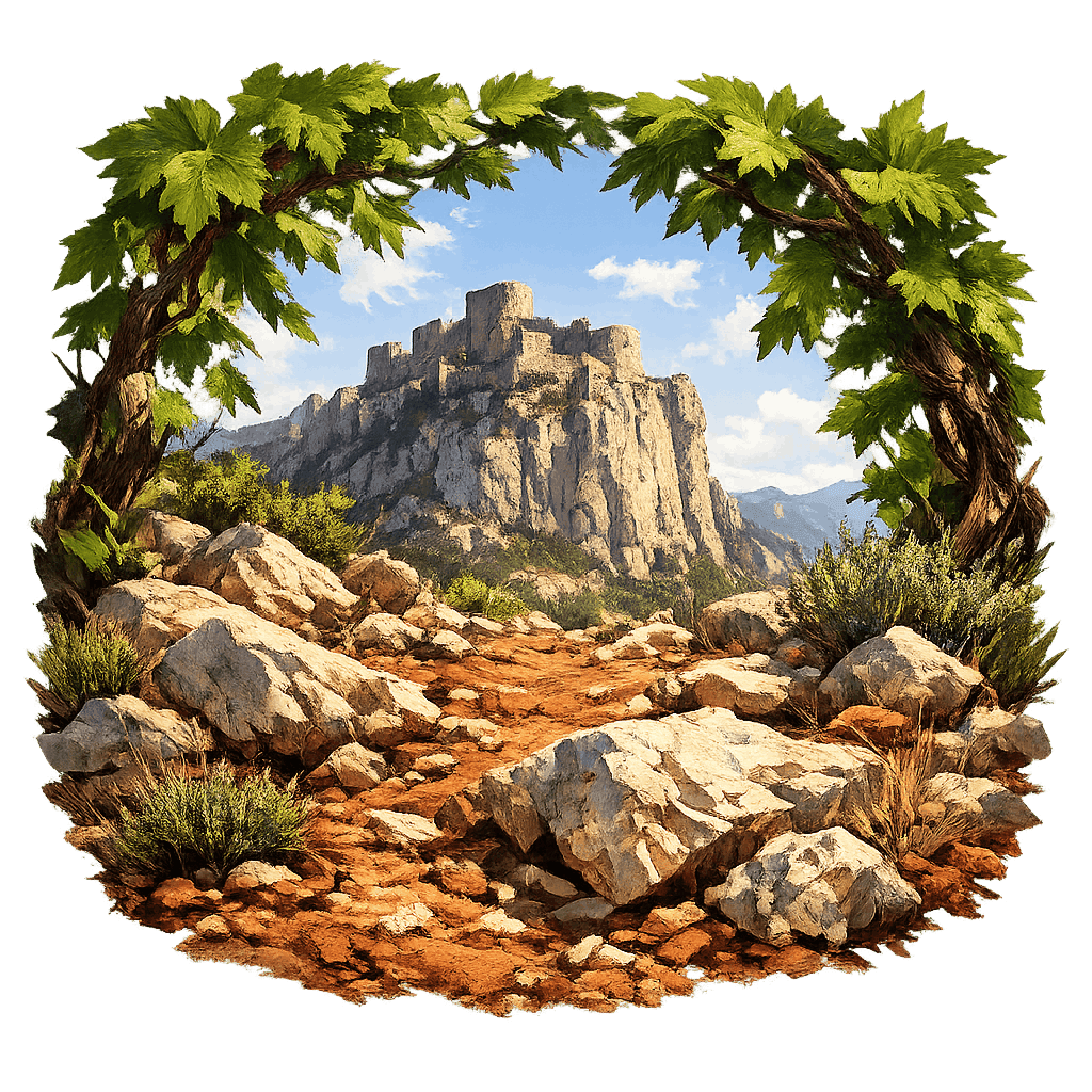 Detailed graphic of the Corbières wine region.