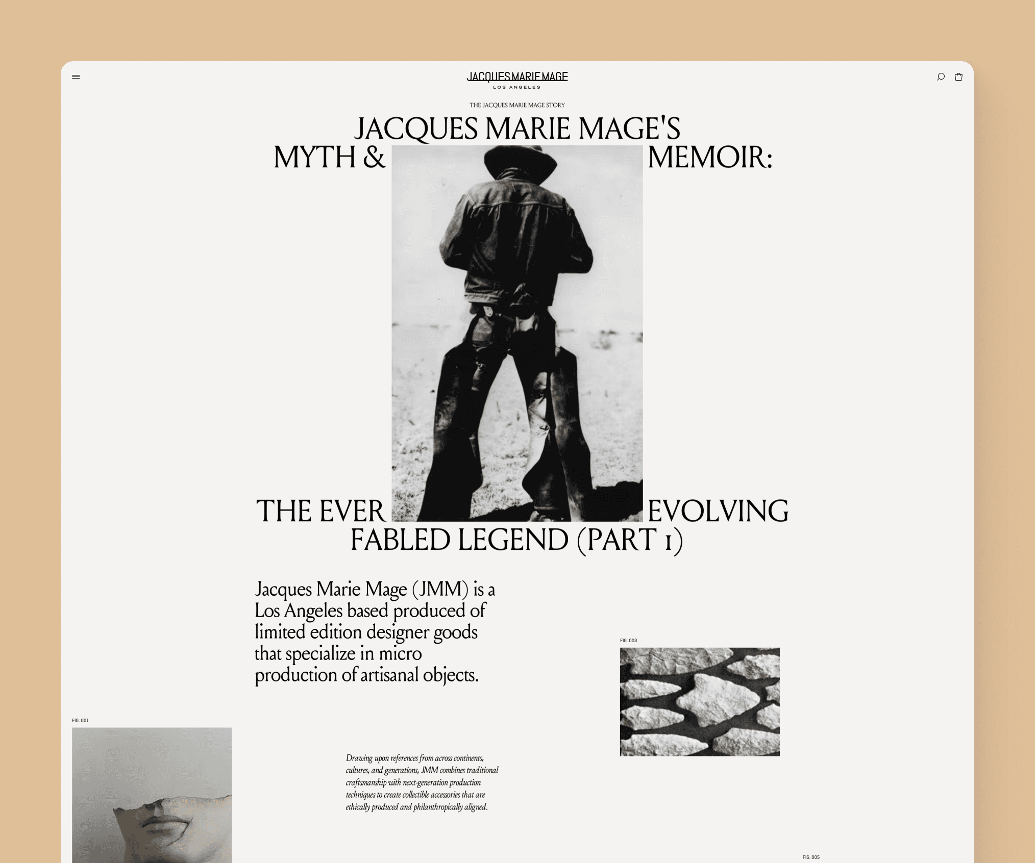 Screenshot of the JMM site, Journal section, on desktop