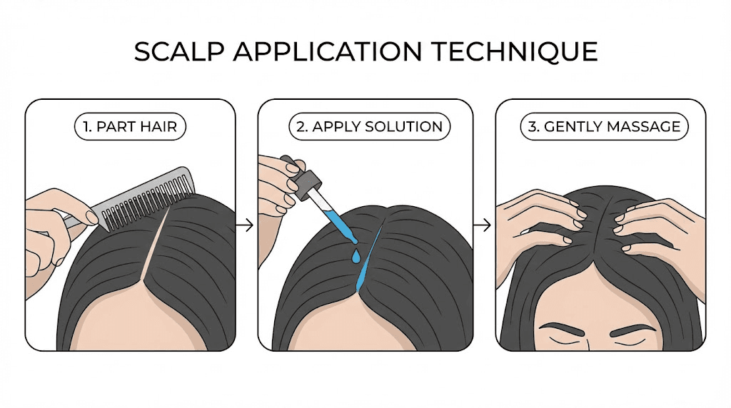 How to apply AHK-Cu peptide solution to scalp
