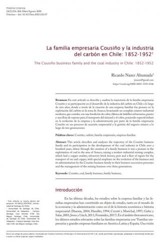 La familia empresaria Cousiño y la industria del carbón en Chile: 1852-1952