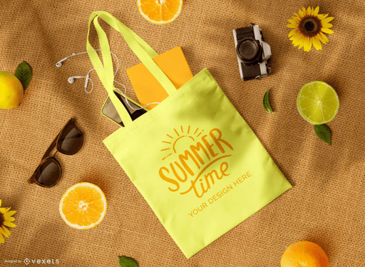 summer tote bag mockup