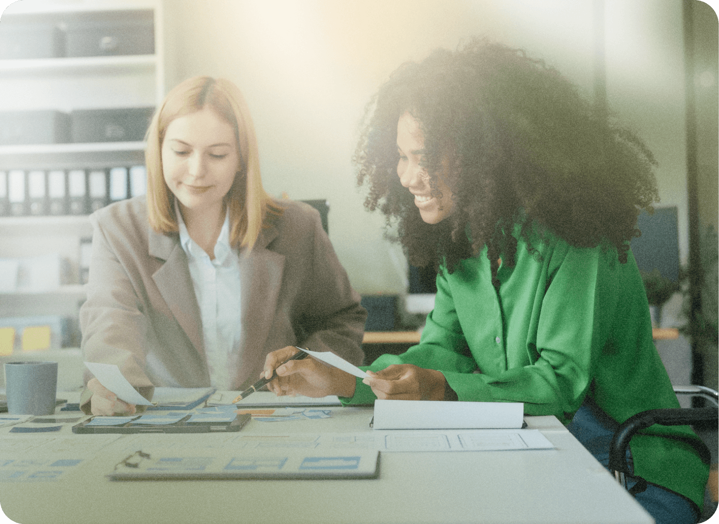 two businesswoman working together