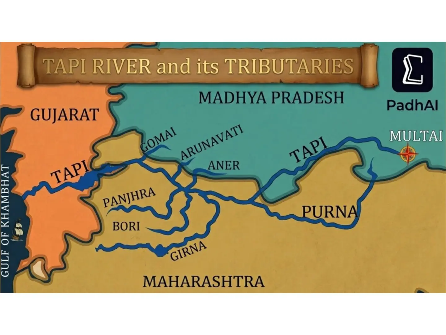 Map of Tapi River and its tributaries