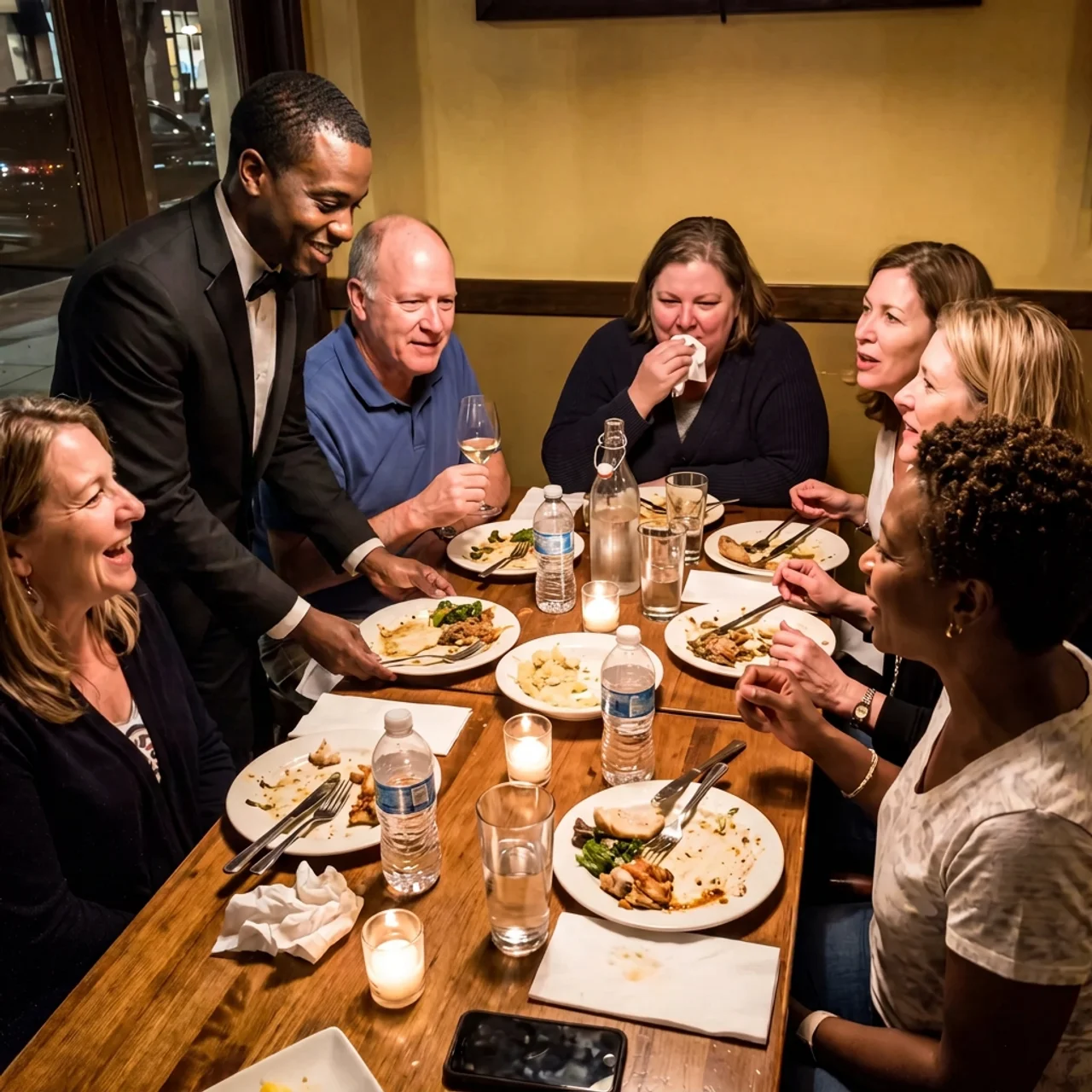 Full table, everyone present, over 50