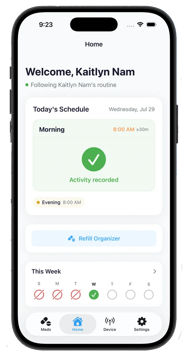 App home status screen