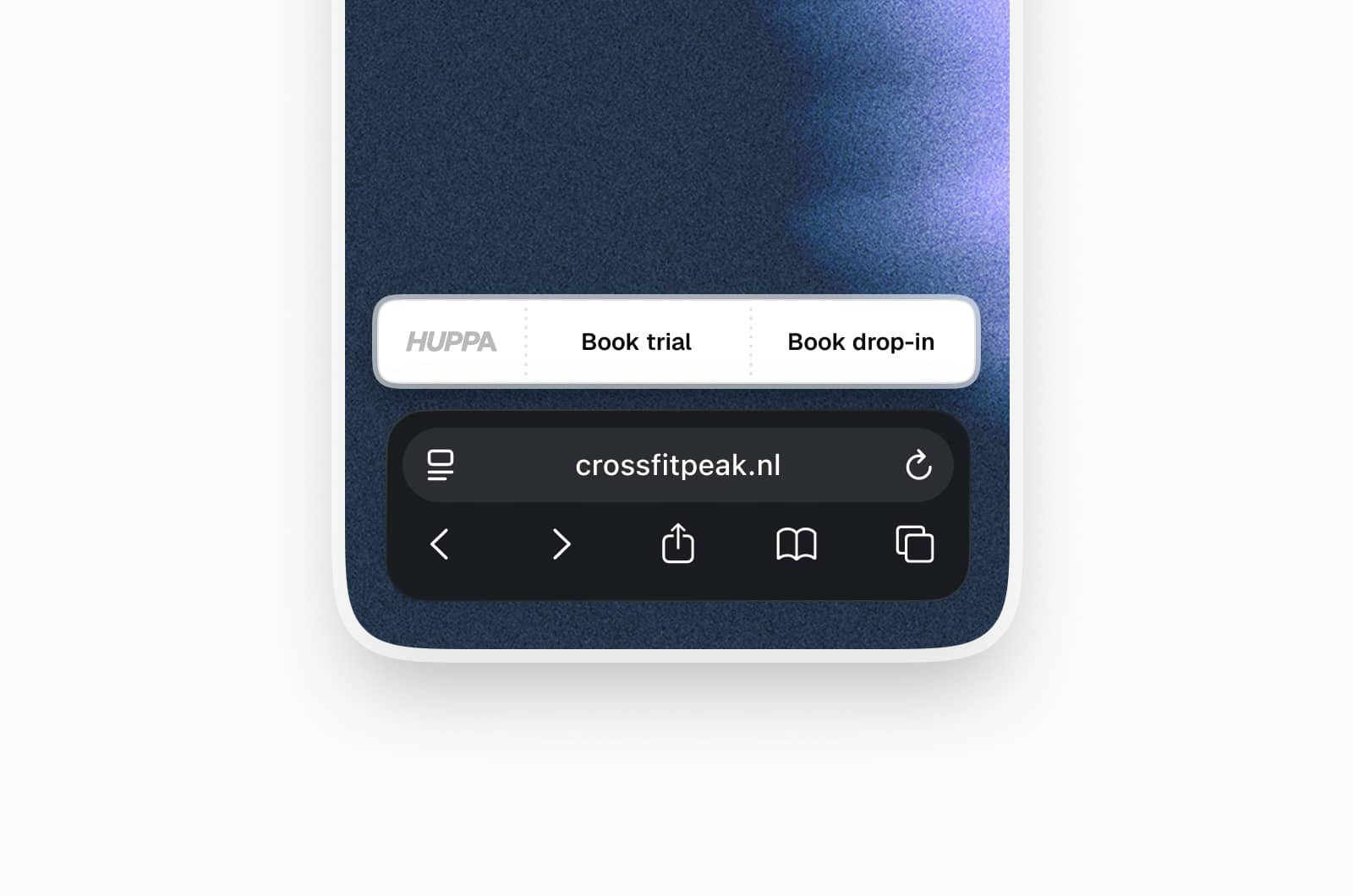 Huppa booking widget op mobiel