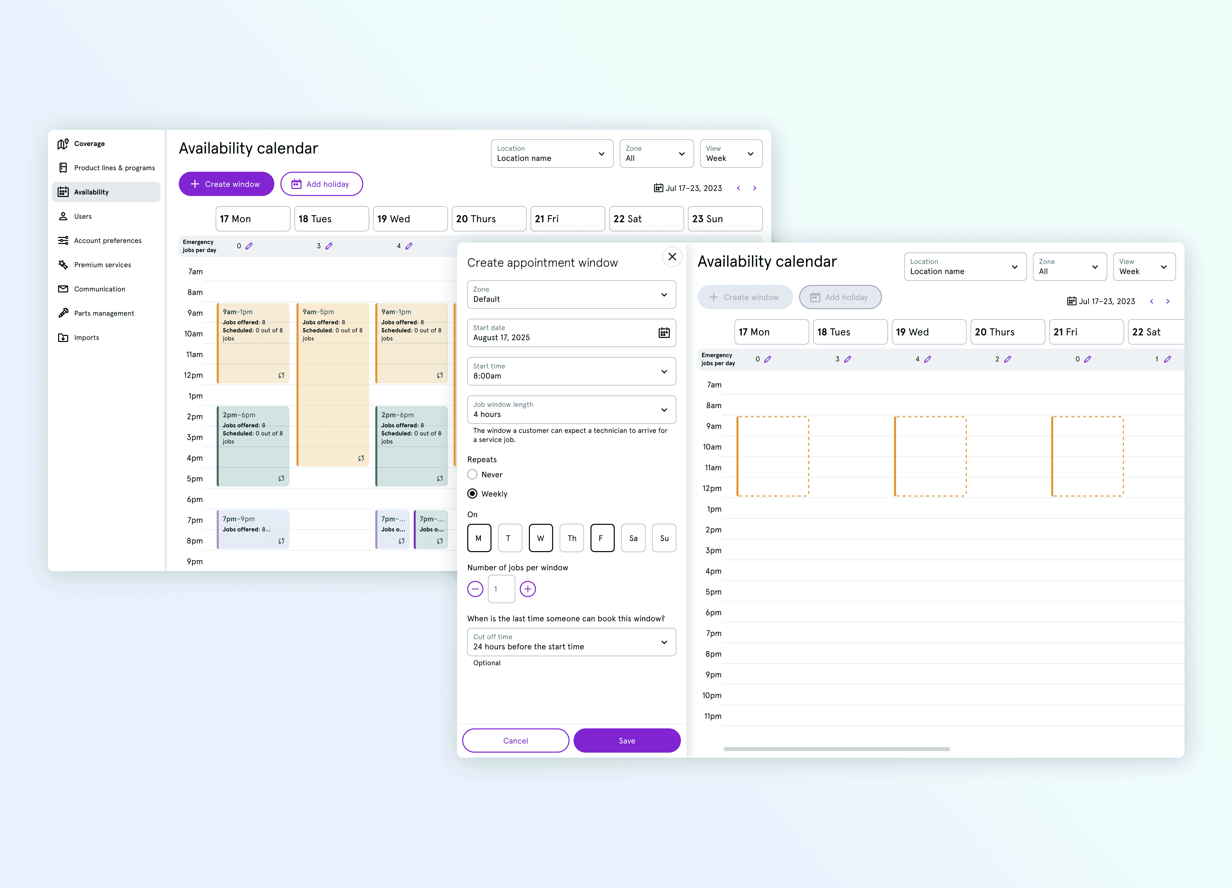 Availability Mockups