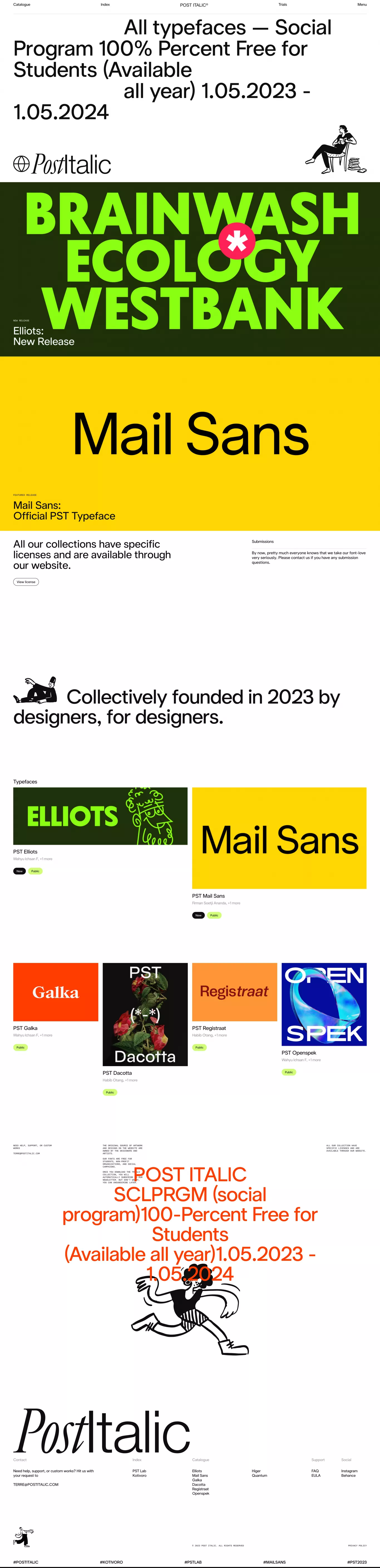Post Italic Type Foundry portfolio page screenshot showcasing Design design
