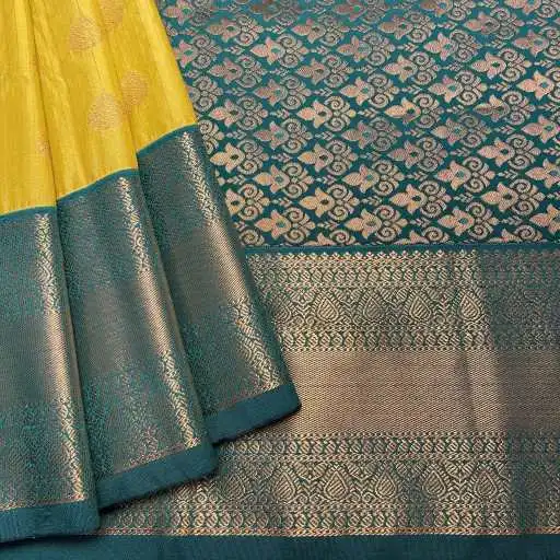 Lemon Yellow Semi Kanchivaram Art Silk Saree