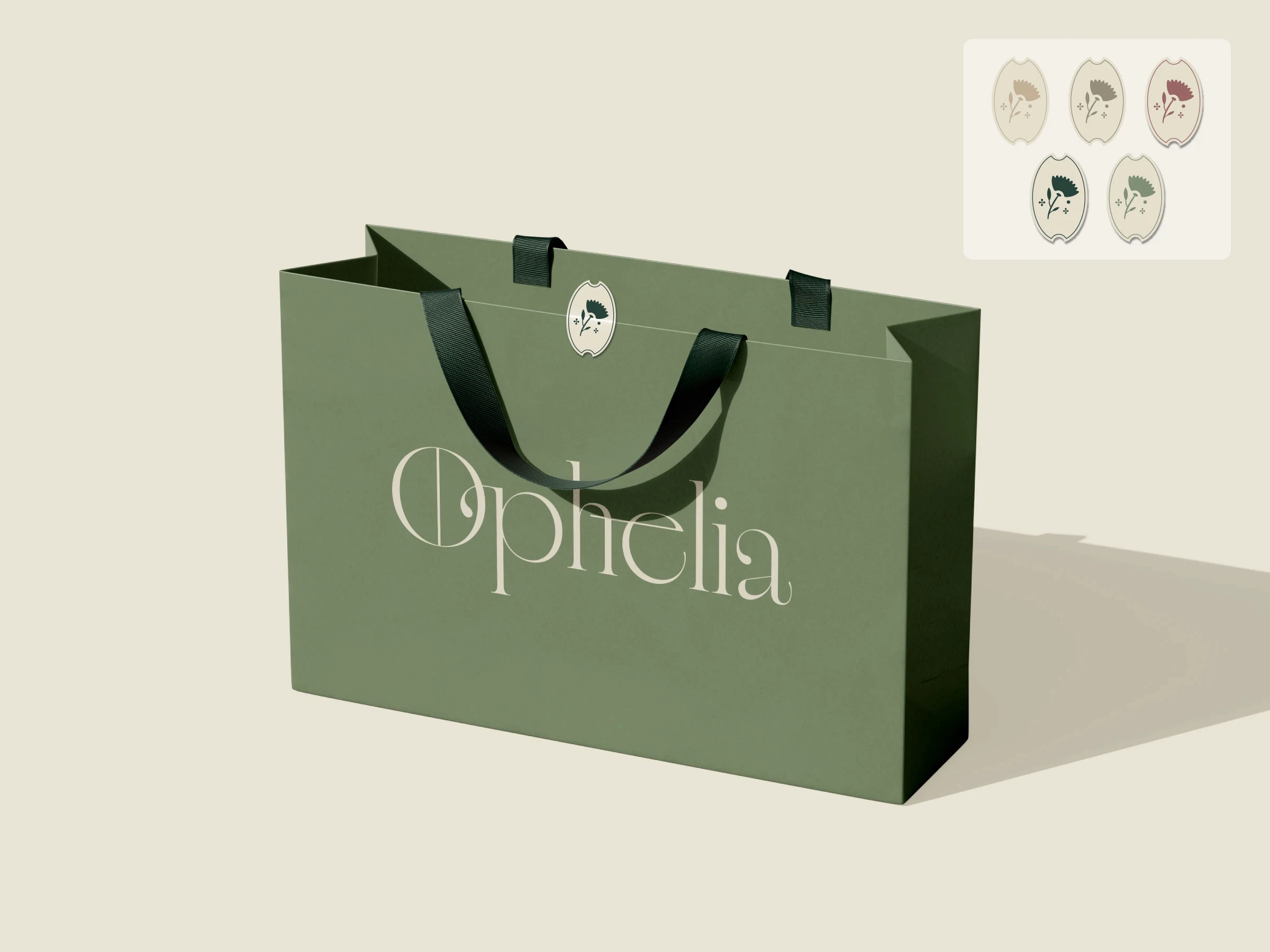 Ophelia printed paper bag for luxury fashion purchases