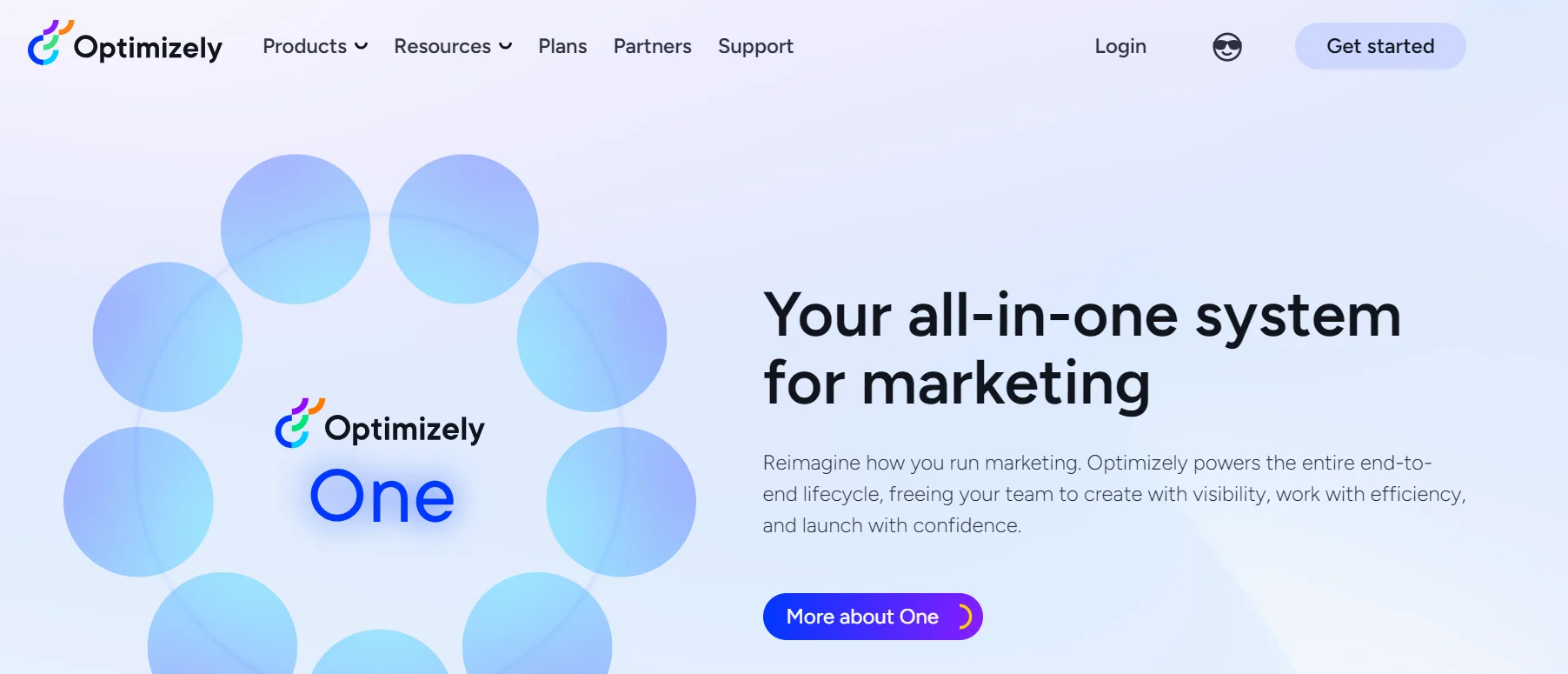A screenshot of the Optimizely home page