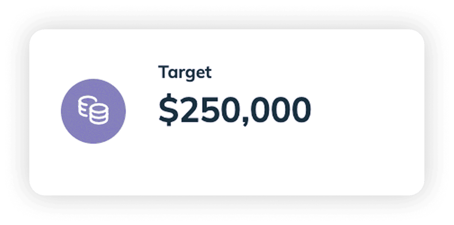 WeQuote target tracking widget showing progress toward revenue or profit goals