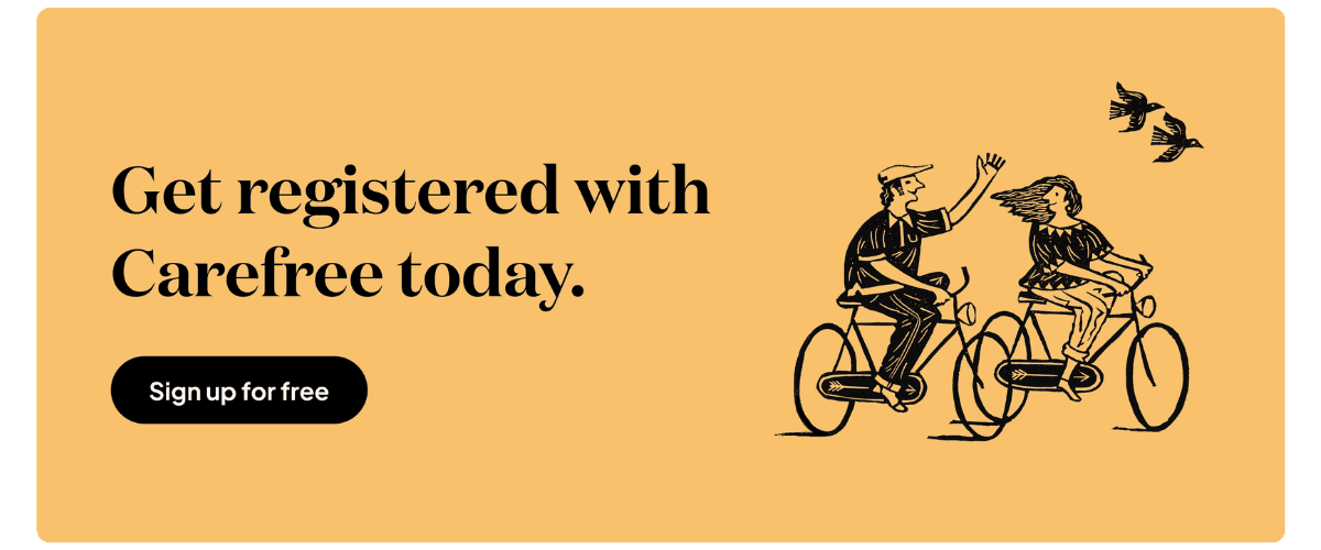 A banner with a link to sign up to Carefree