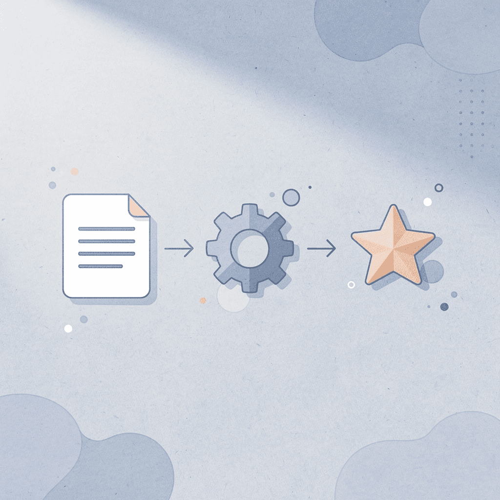  Three connected icons representing file processing workflow