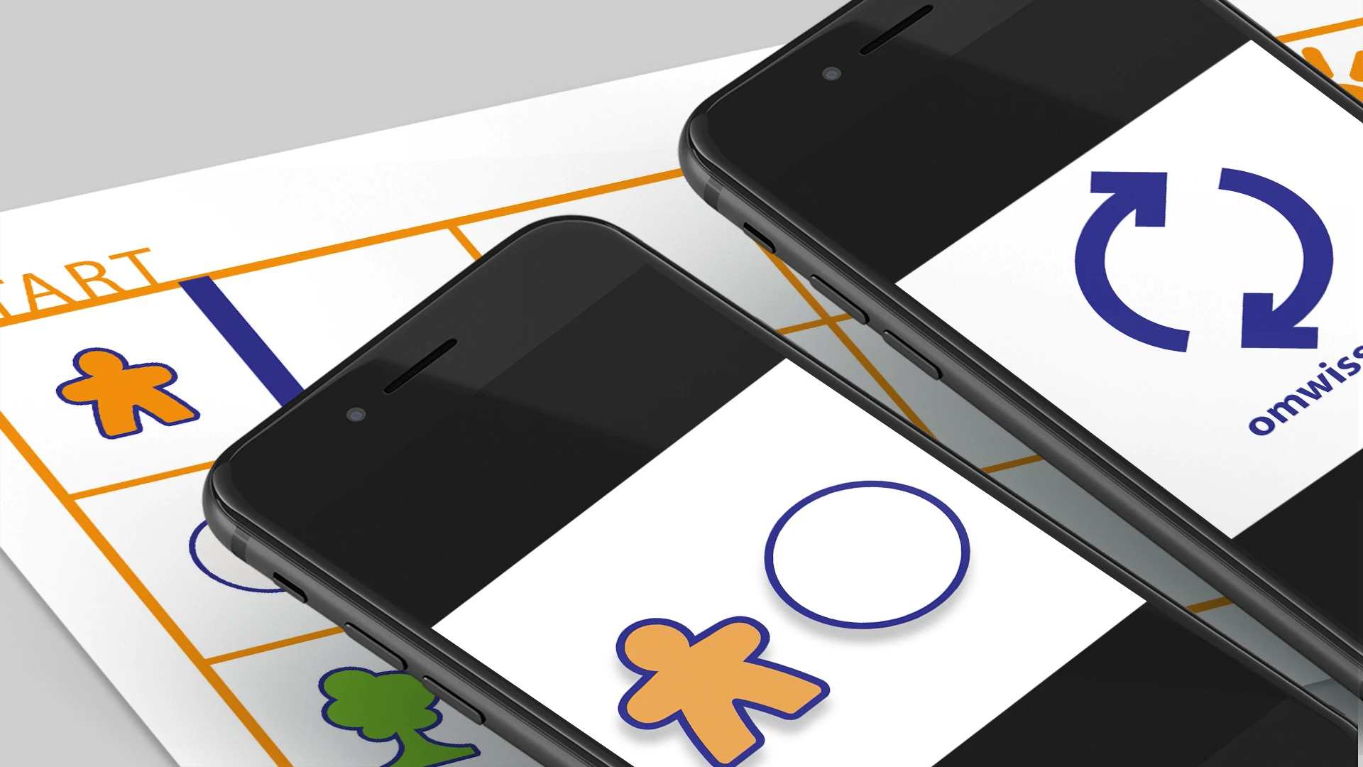 Onboarding Game spel met telefoons