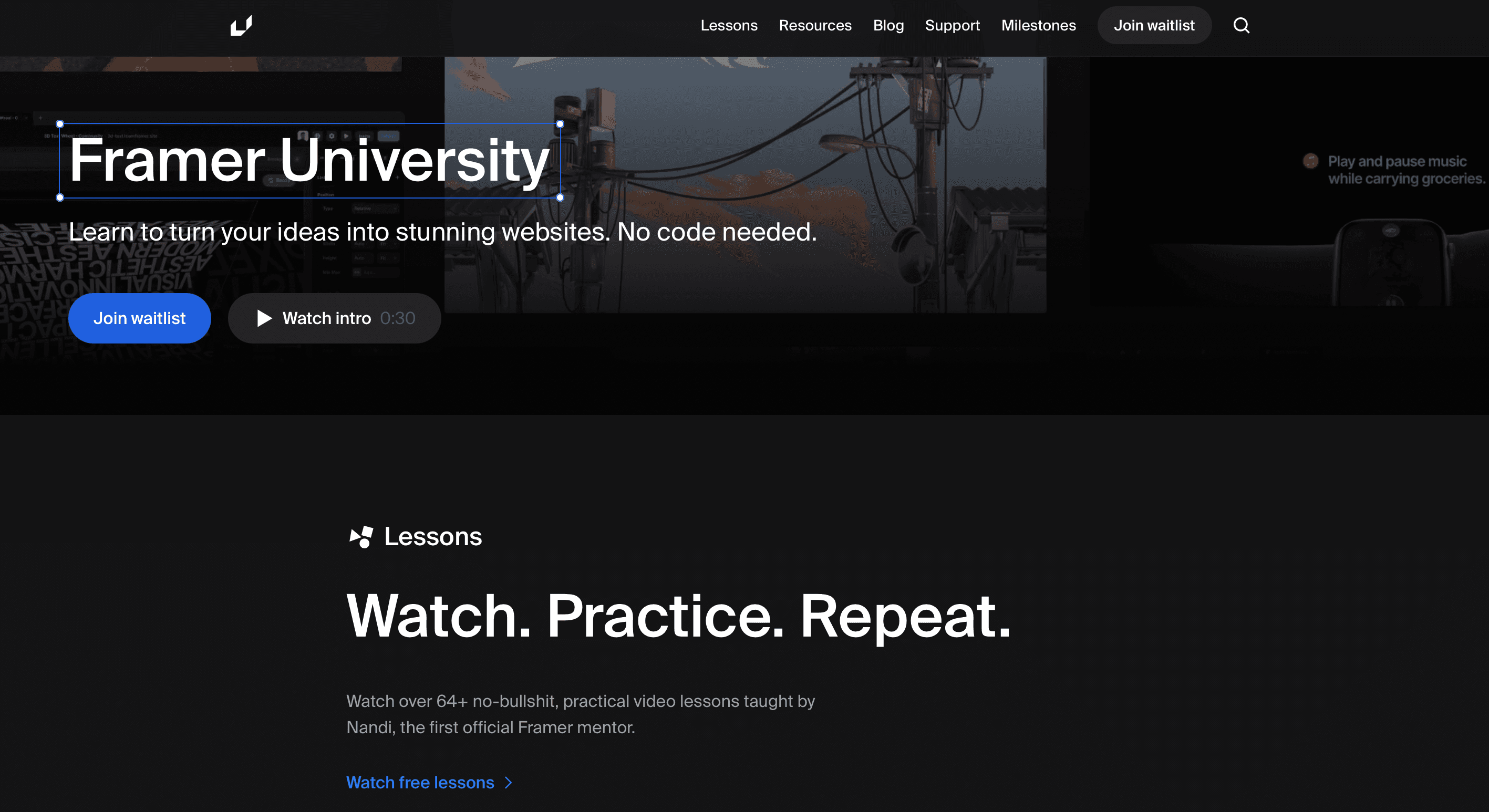 A screenshort of framer university