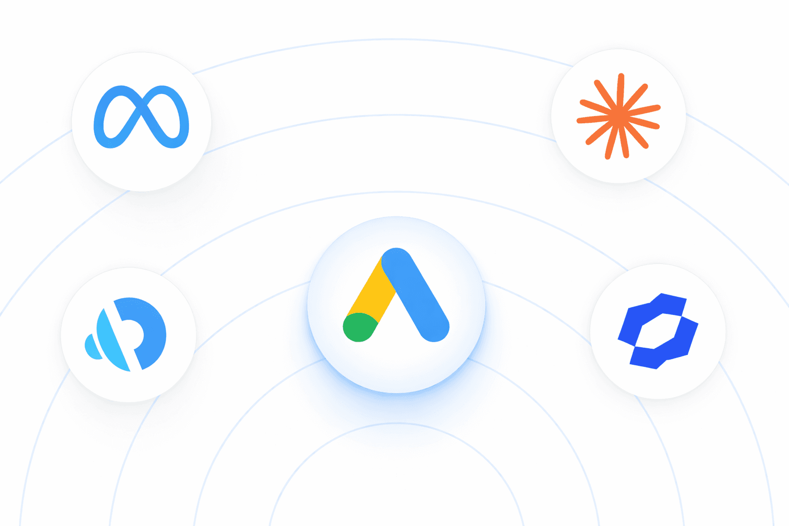 Logos of tools outward, illustrating easy integration with no engineering required.