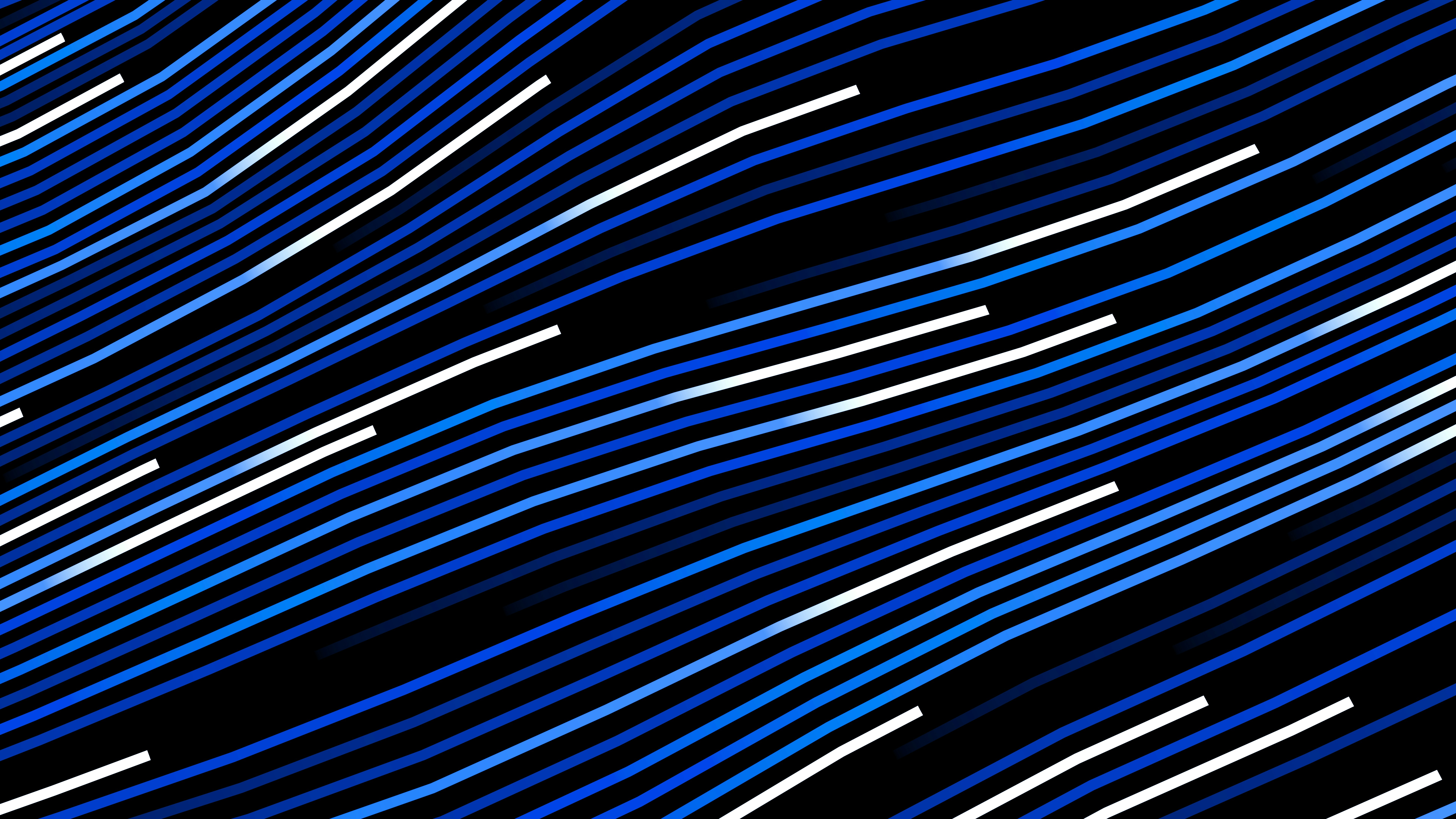 Abstract blue and white wavy lines on black background