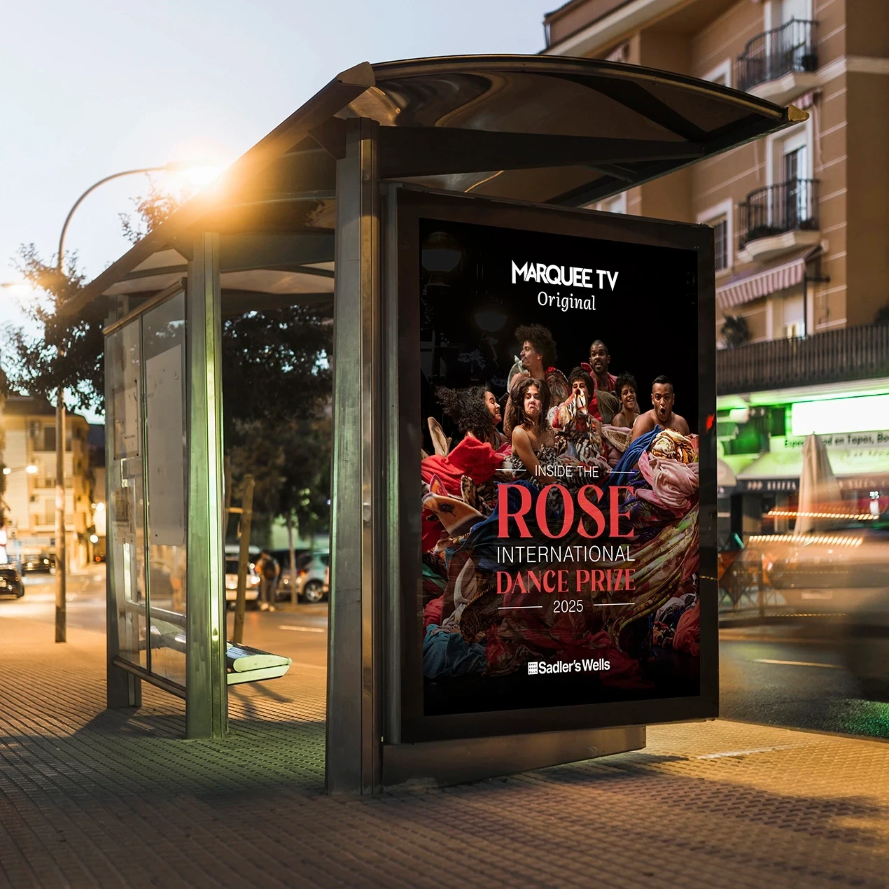 Marquee TV bus stop billboard promoting orignal show