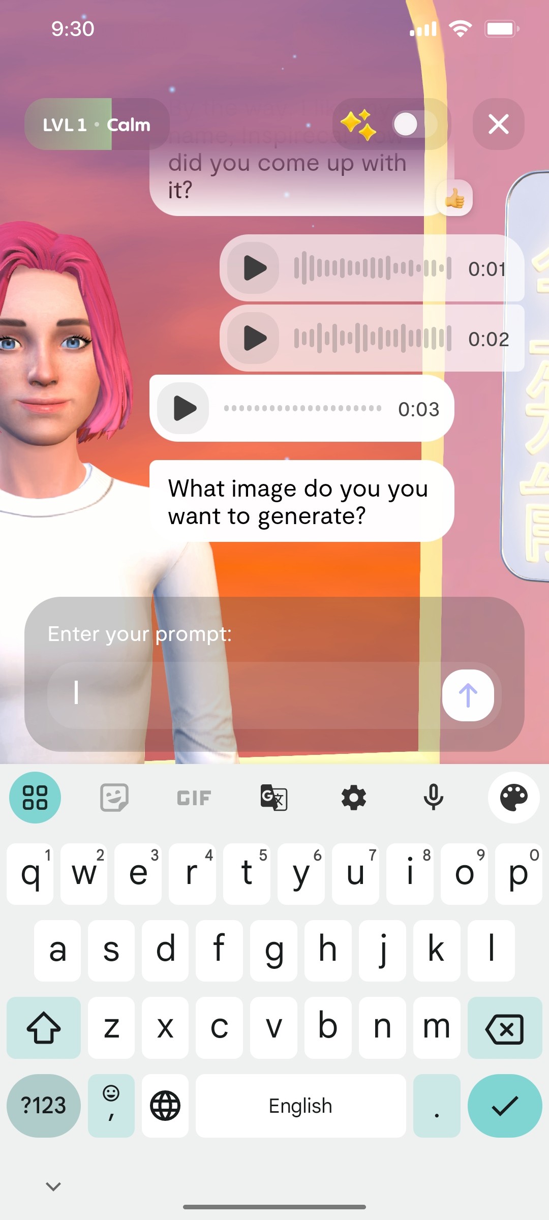 Replika voice Chat Screen