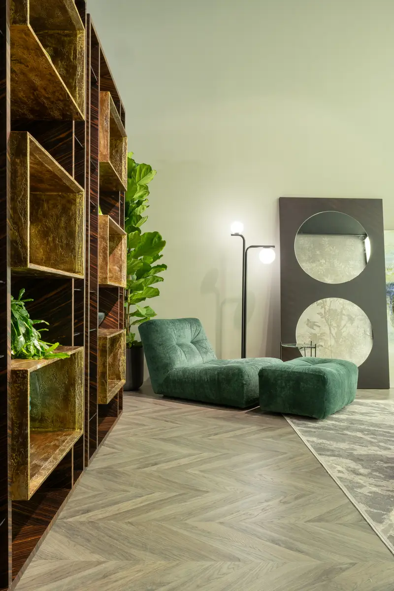 Elegant bedroom interior with luxury Italian furniture made in Italy, for contemporary interiors in Lugano.