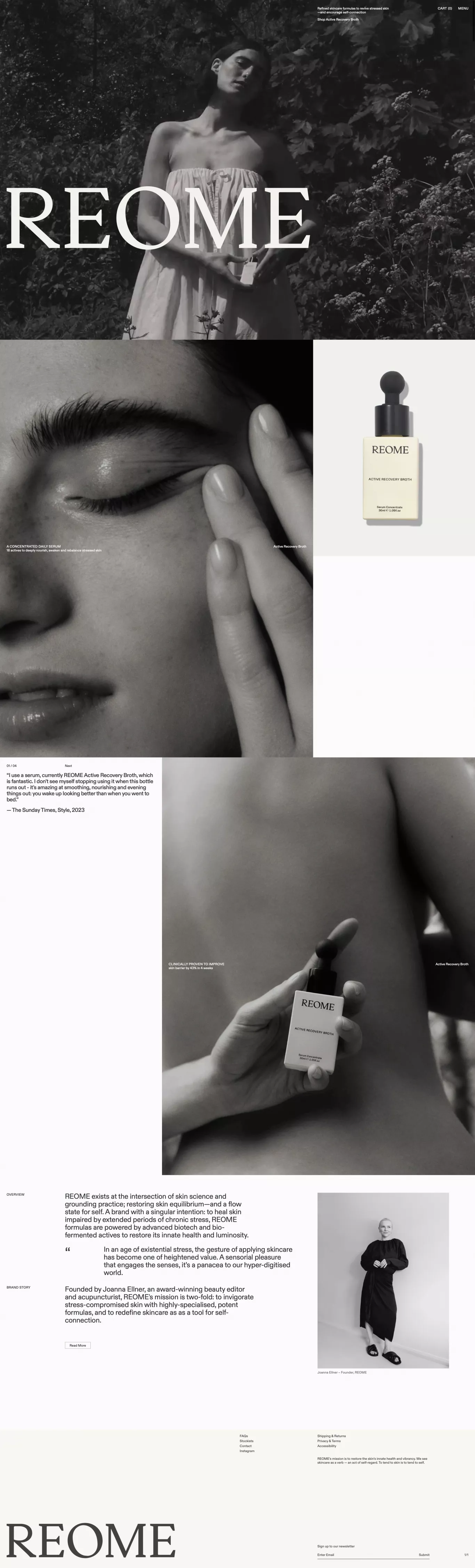 REOME - Advanced Skincare for Slow Ritua ecommerce page screenshot showcasing Beauty and Ecommerce design