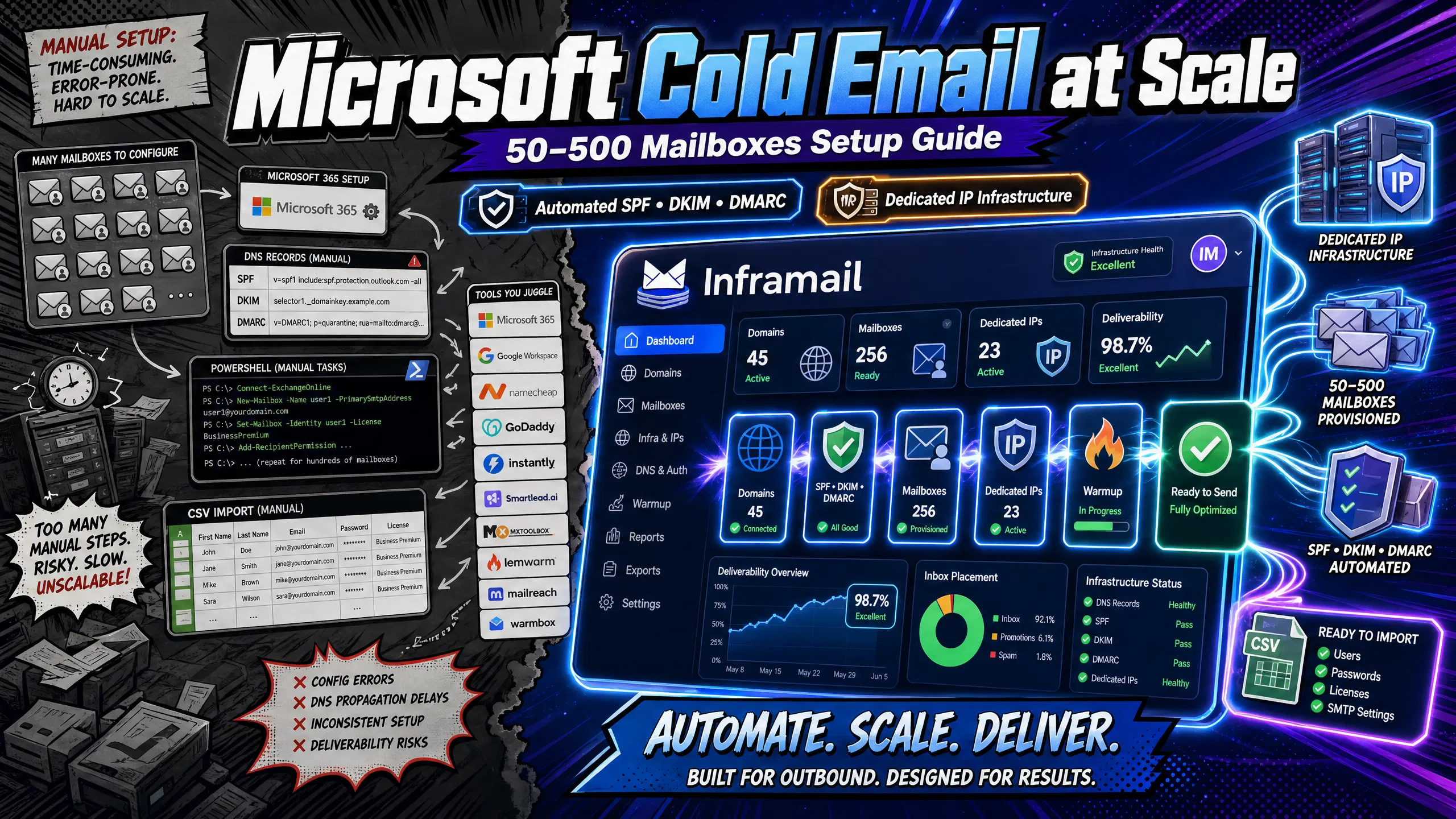 Setting up Microsoft Cold Email at Scale: Step-by-Step for 50-500 Mailboxes