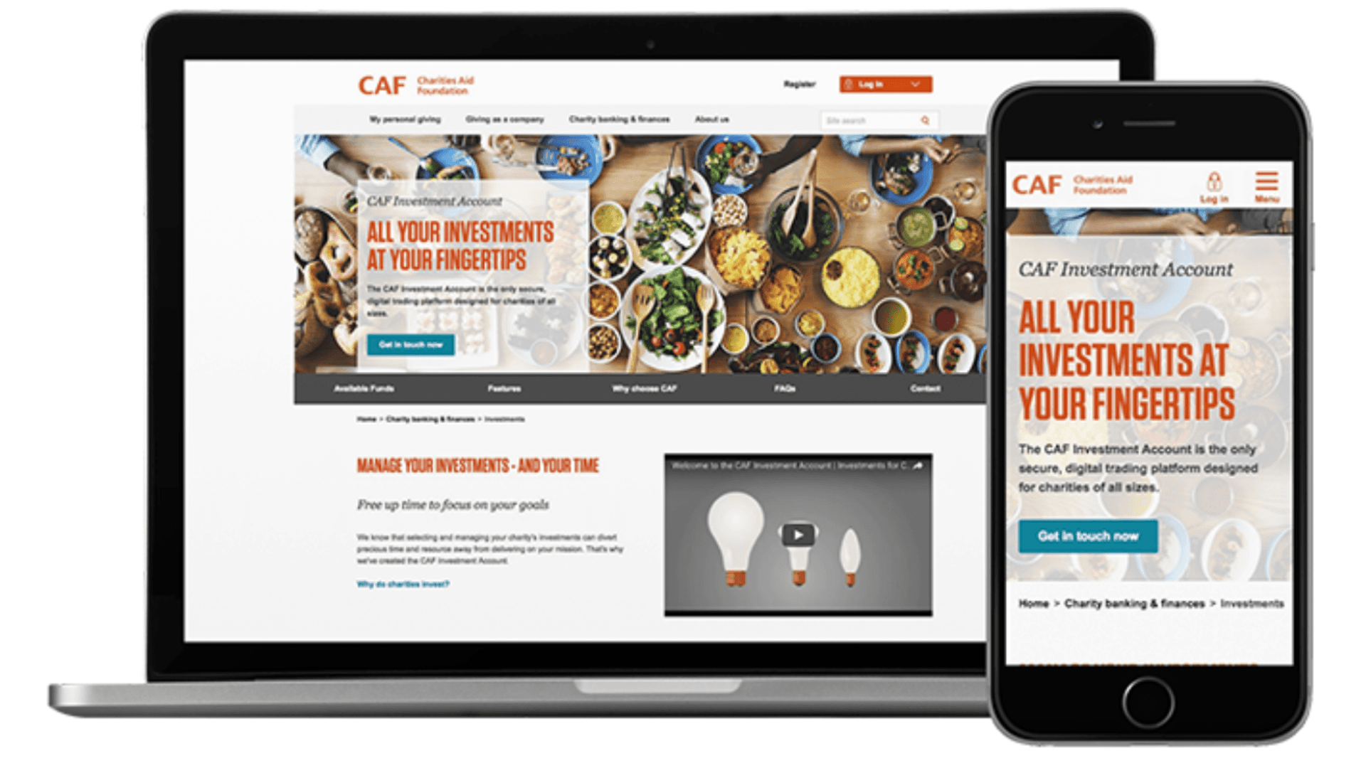 CAF website on laptop and mobile
