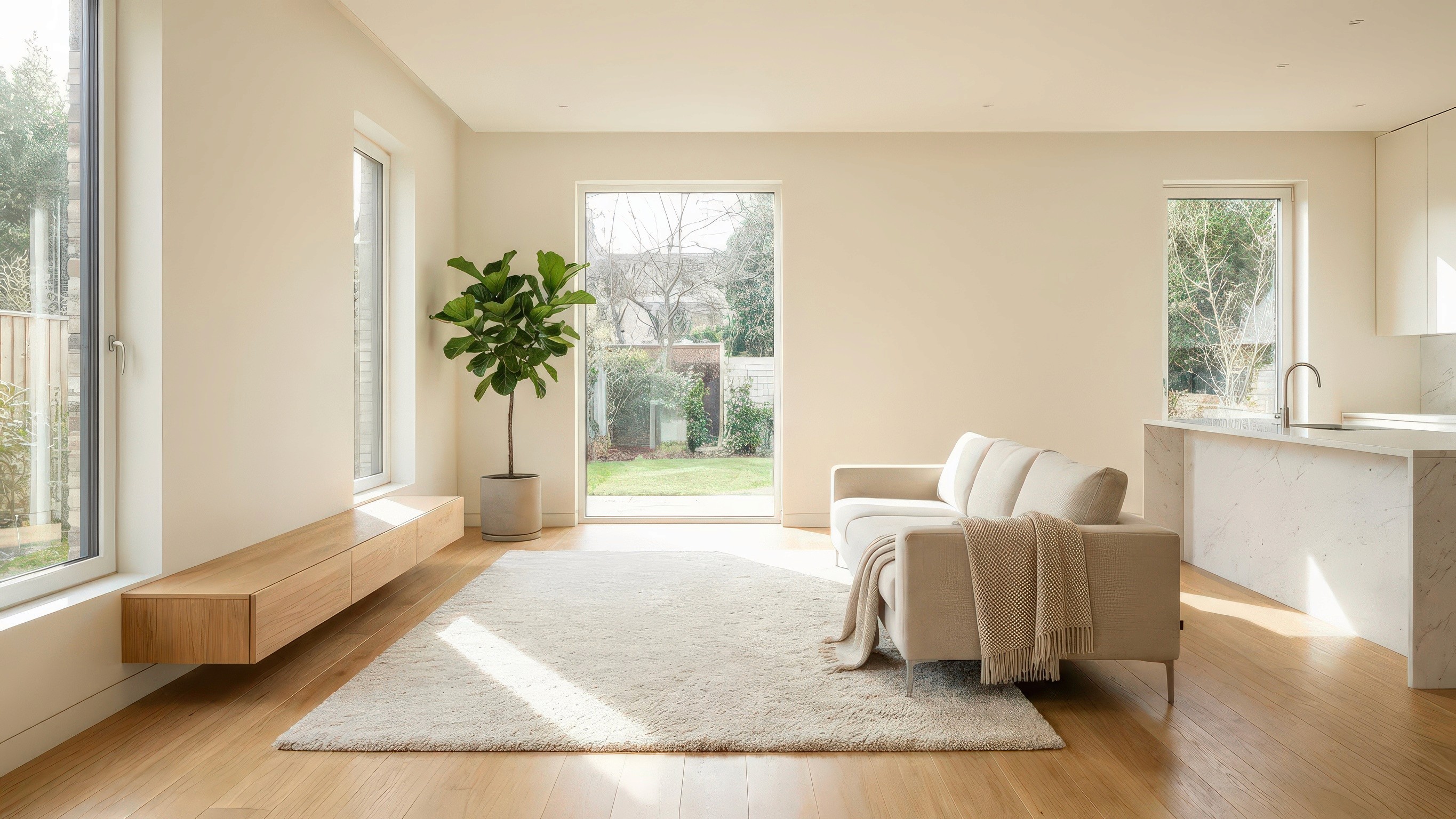white and brown living room set