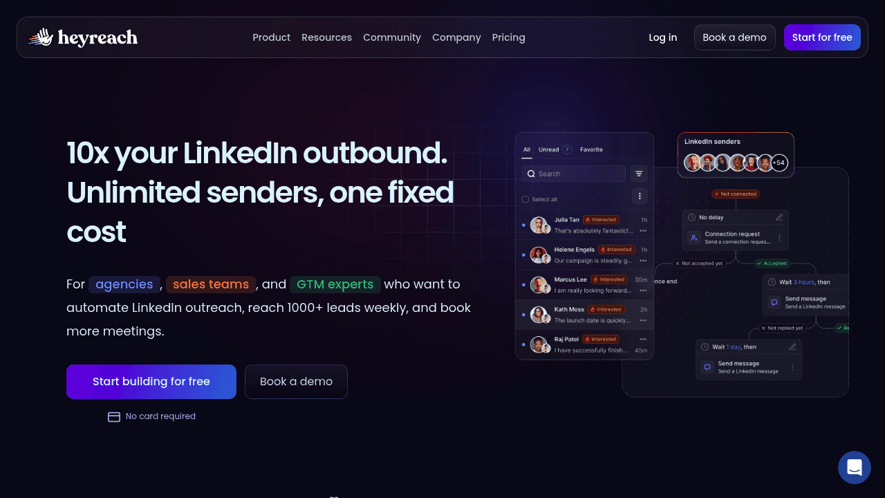 Screenshot of https://www.heyreach.io/