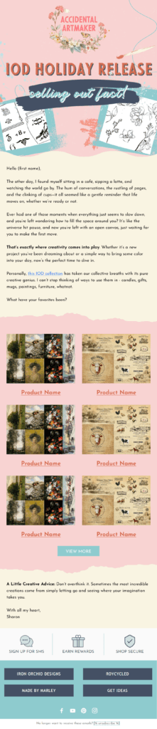 Email marketing design for e-commerce brand