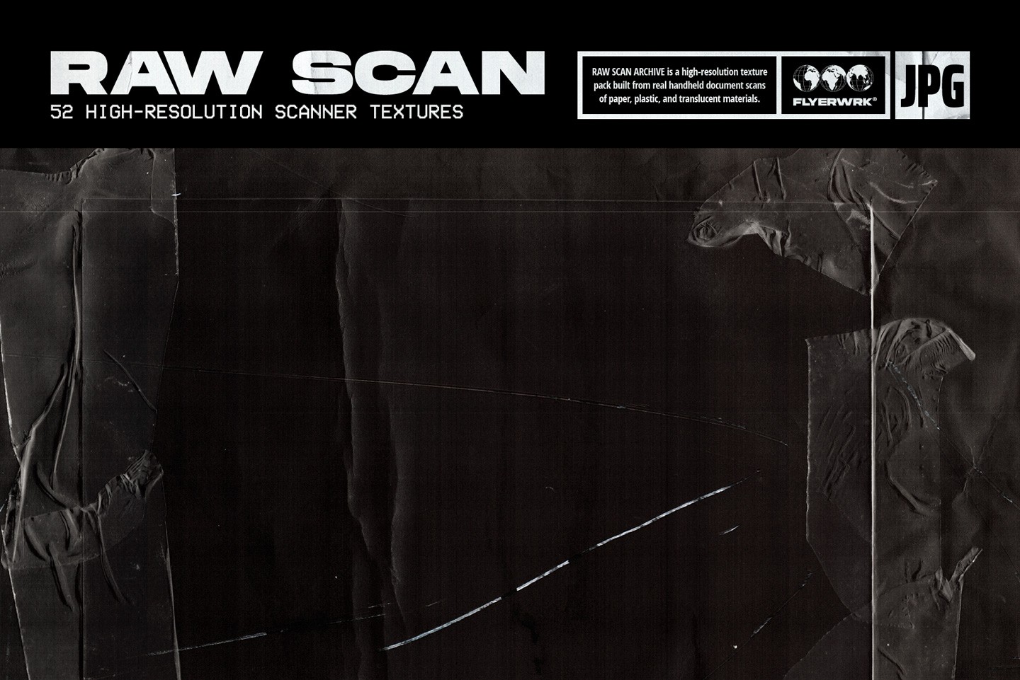 Raw Scan Archive texture background featuring authentic hand scanned paper folds wrinkles and fine surface grit