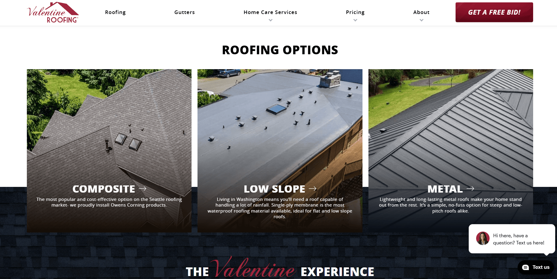 roofing material options on a roofer website