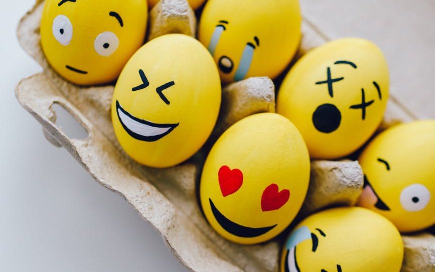 yellow paintedsmiley face eggs