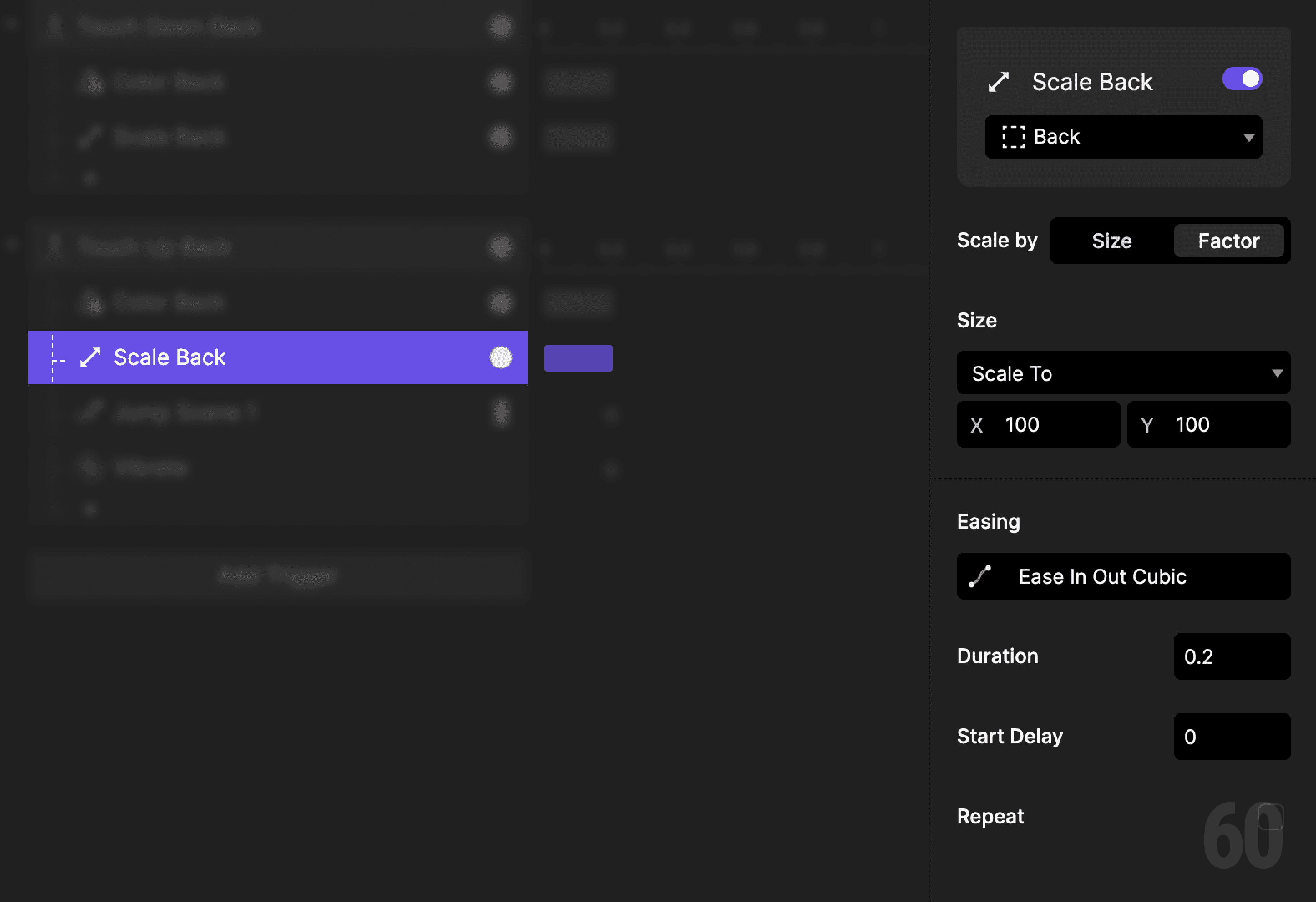 This is a screenshot of Step 14: Restore back button scale.