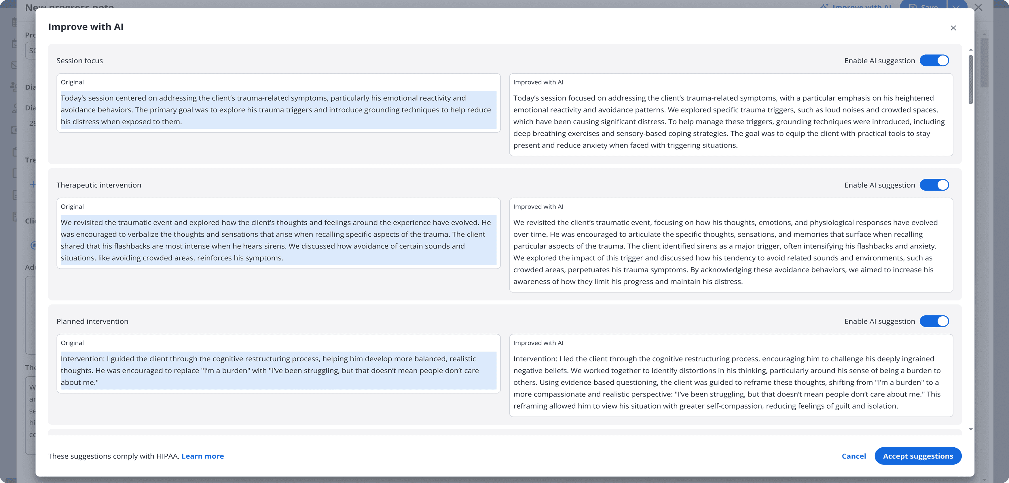 TheraNest calendar view showing a dense daily schedule with color-coded appointment blocks across multiple time slots and providers.