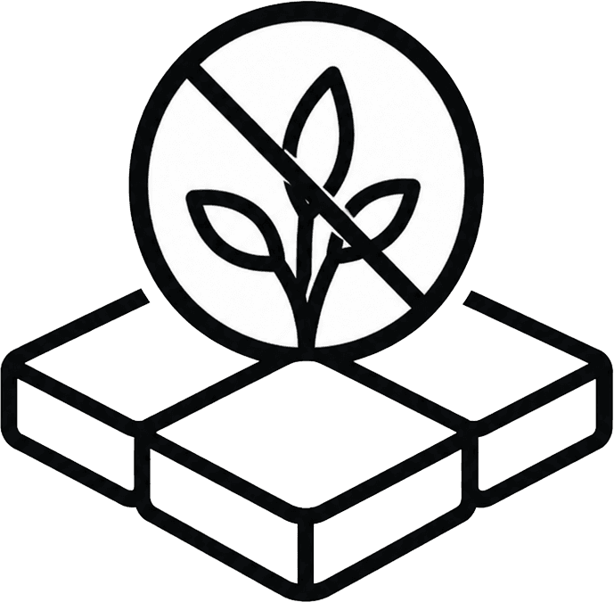 Weed prevention icon — polymeric sand stops weed growth between pavers