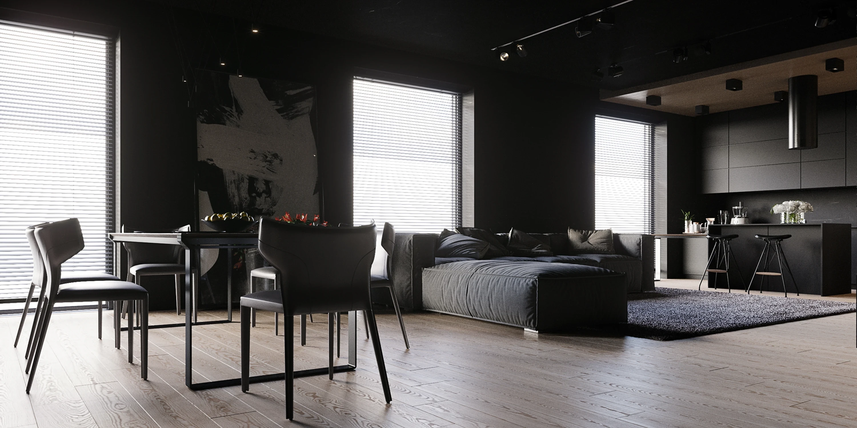 Détail — poignée intégrée sur façade de meuble.