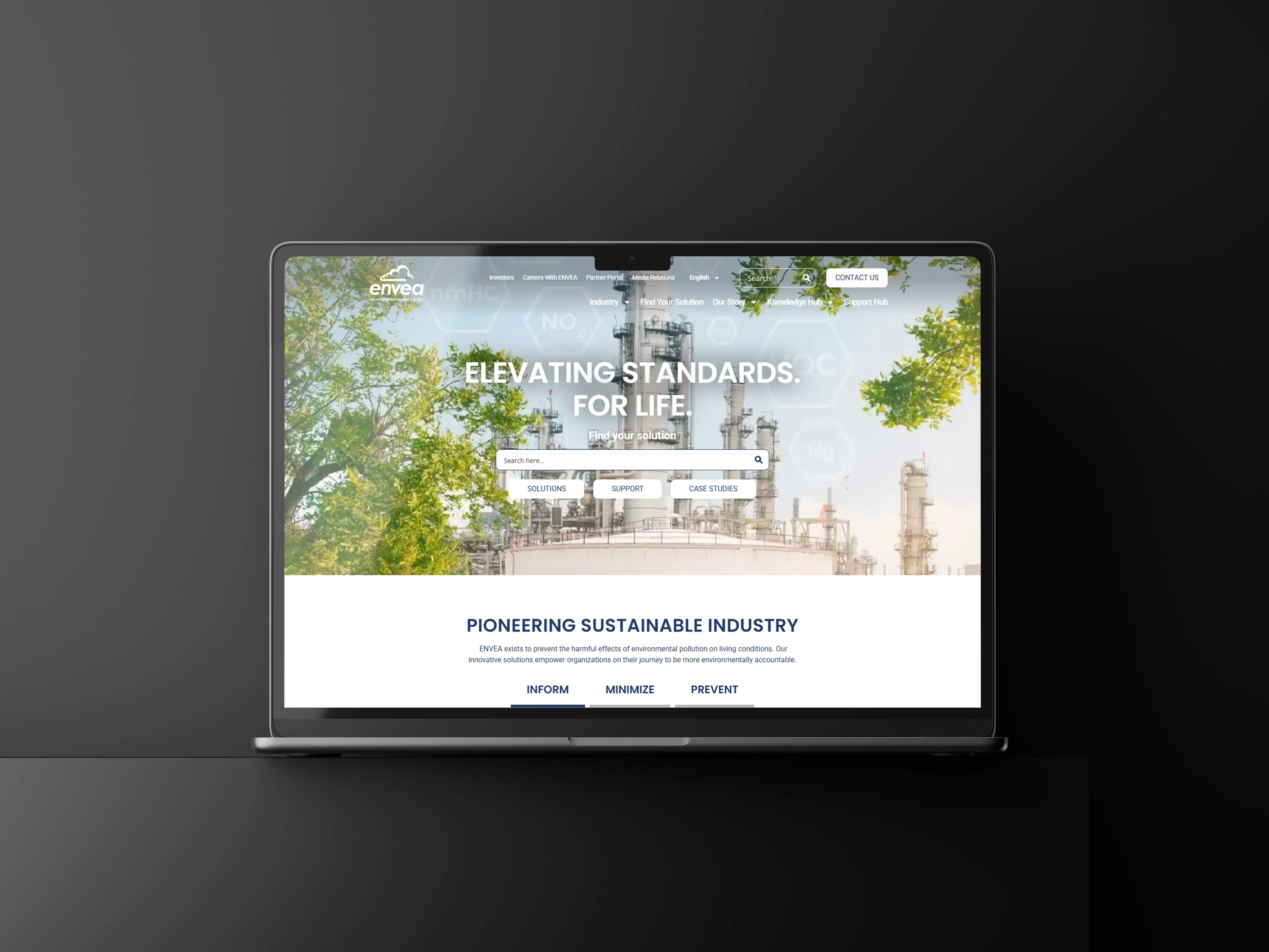 Landing page design for Envea – eco-tech branding and layout