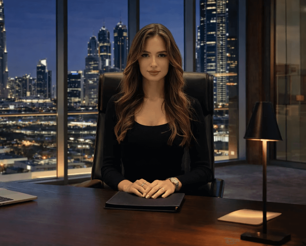woman in blue tank top standing beside white wall