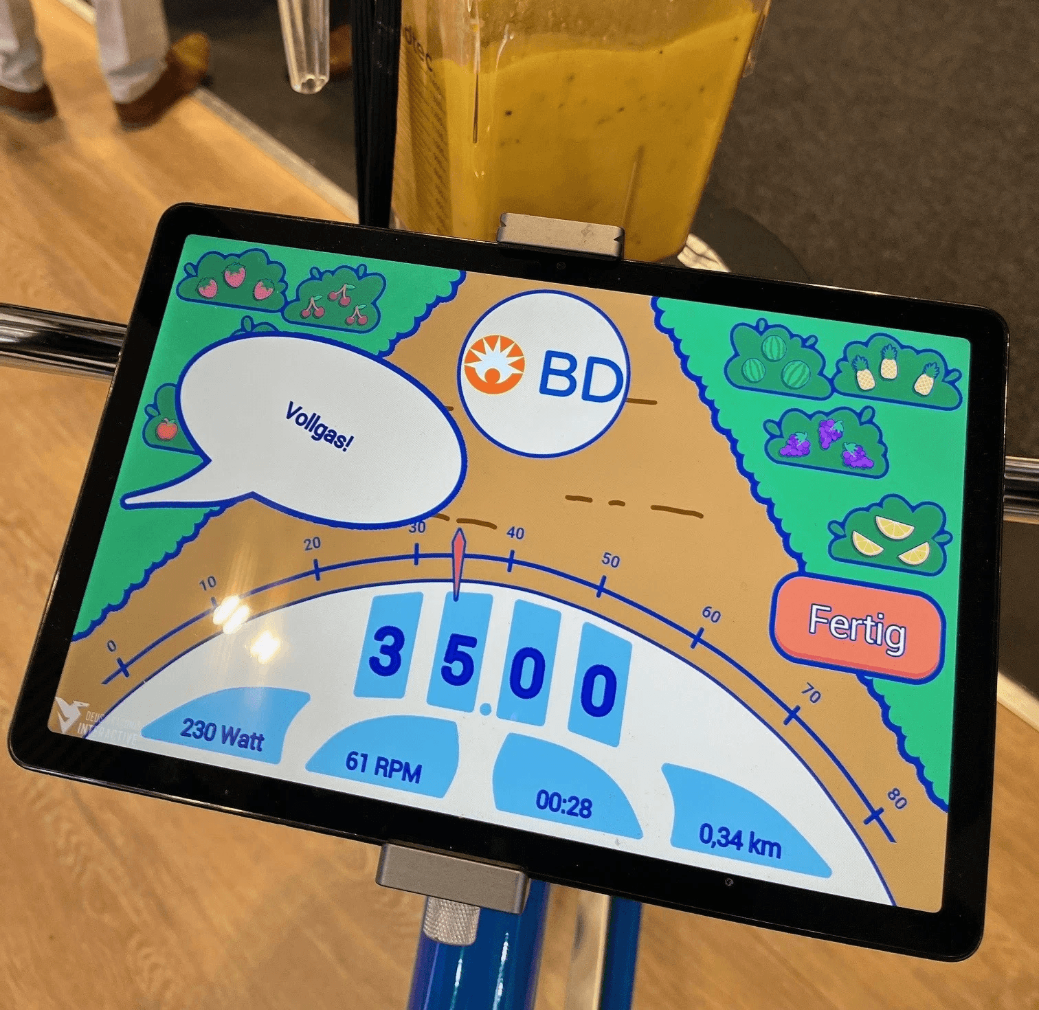 Speed Rausch app interface on tablet
