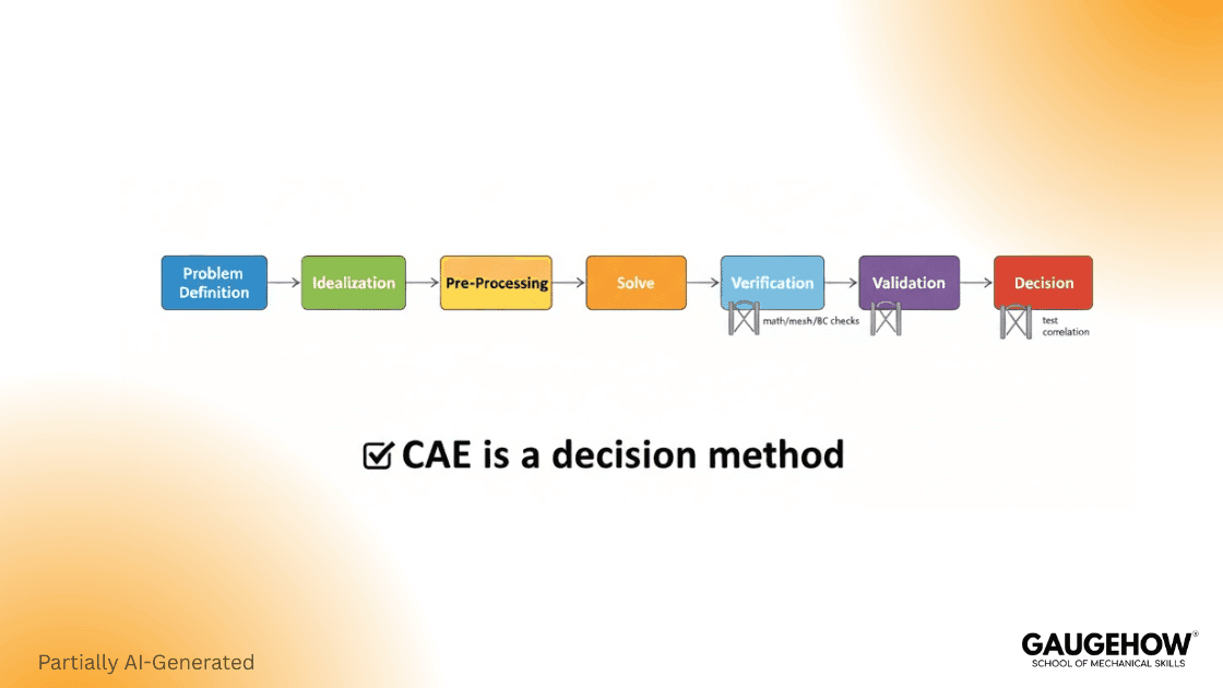 CAE workflow phases with verification and validation