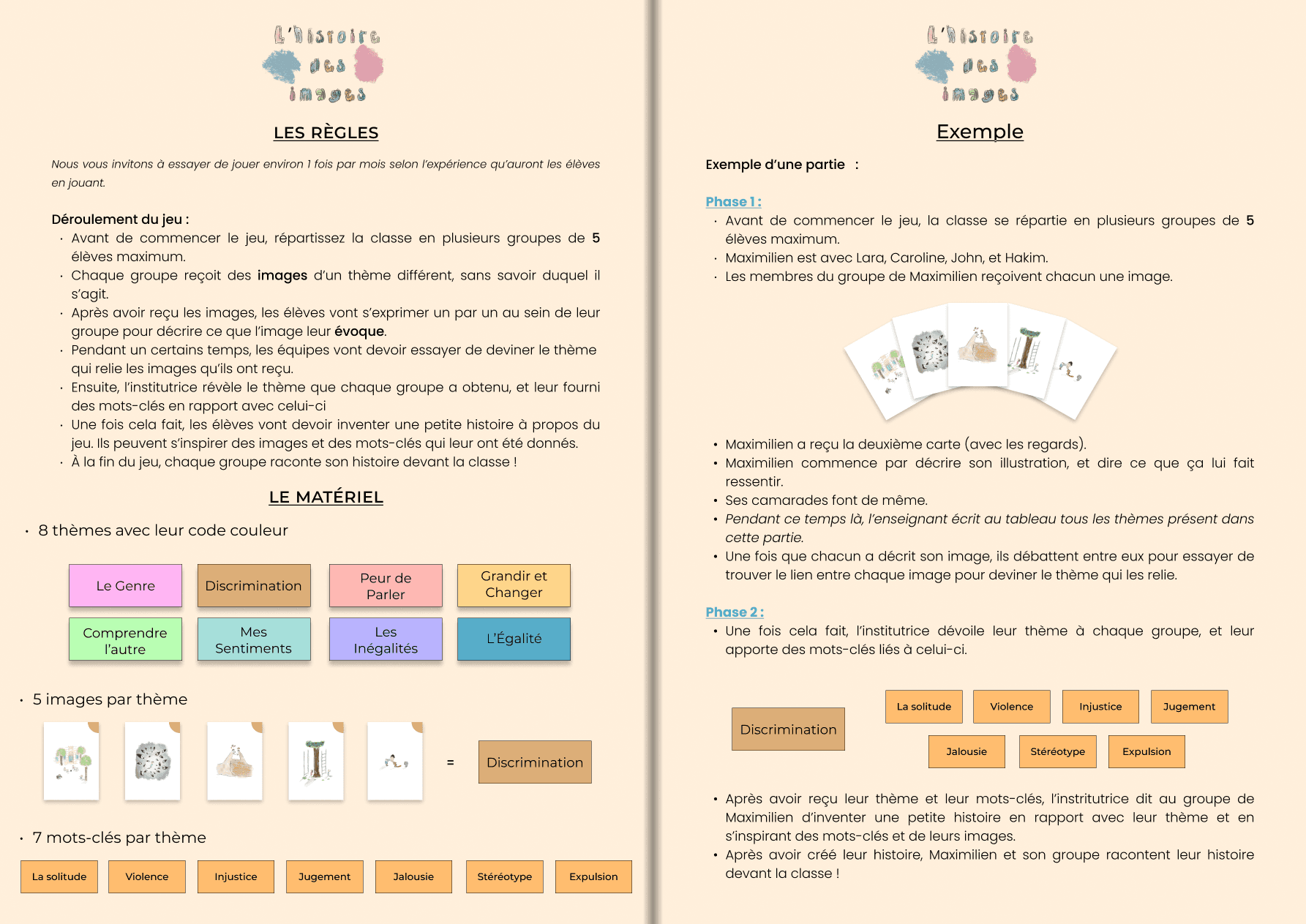 Un exemplaire des règles du jeu pour permettre au professeur de mettre en place le jeu