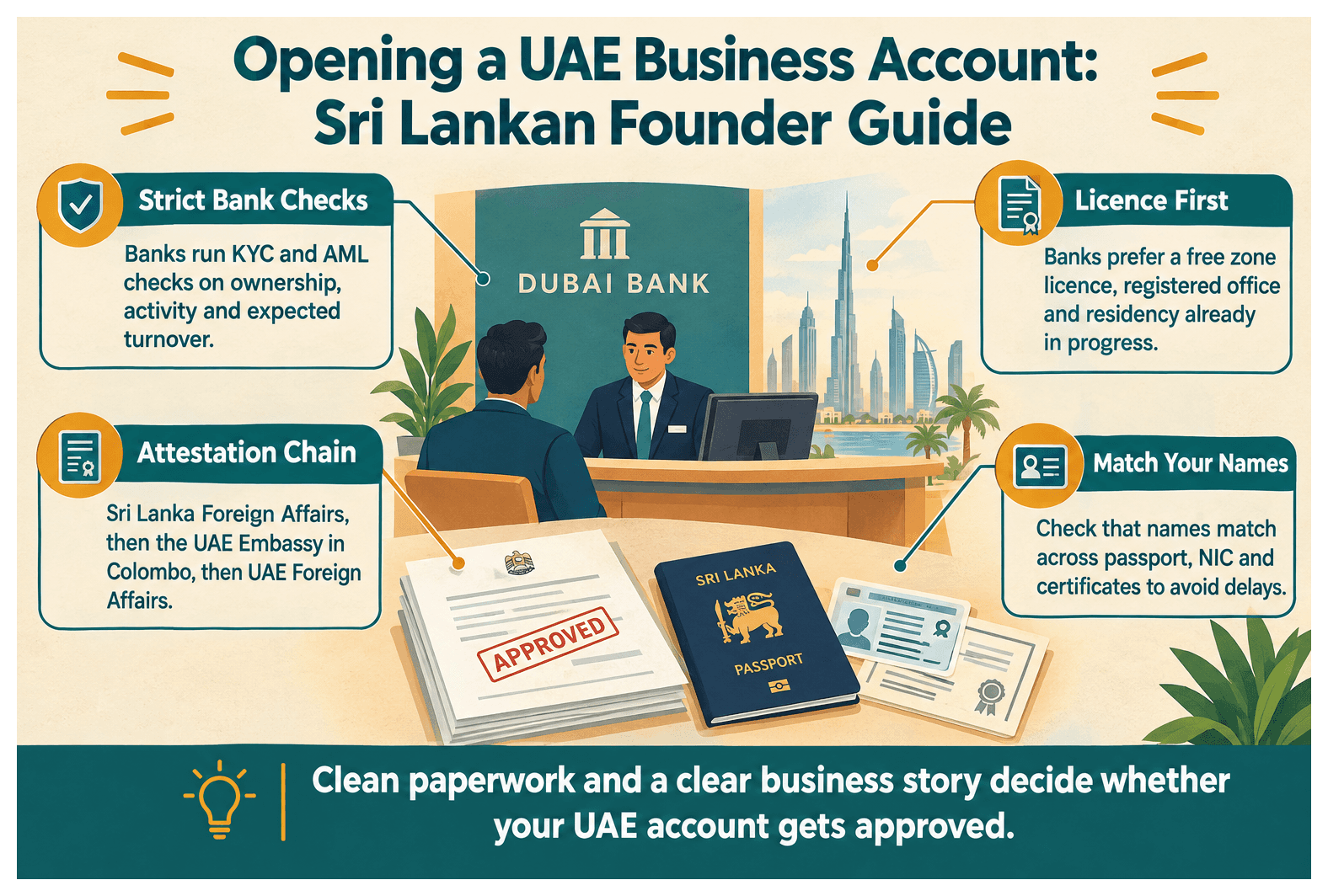 Infographic: Opening a UAE Corporate Bank Account as a Sri Lankan Entrepreneur