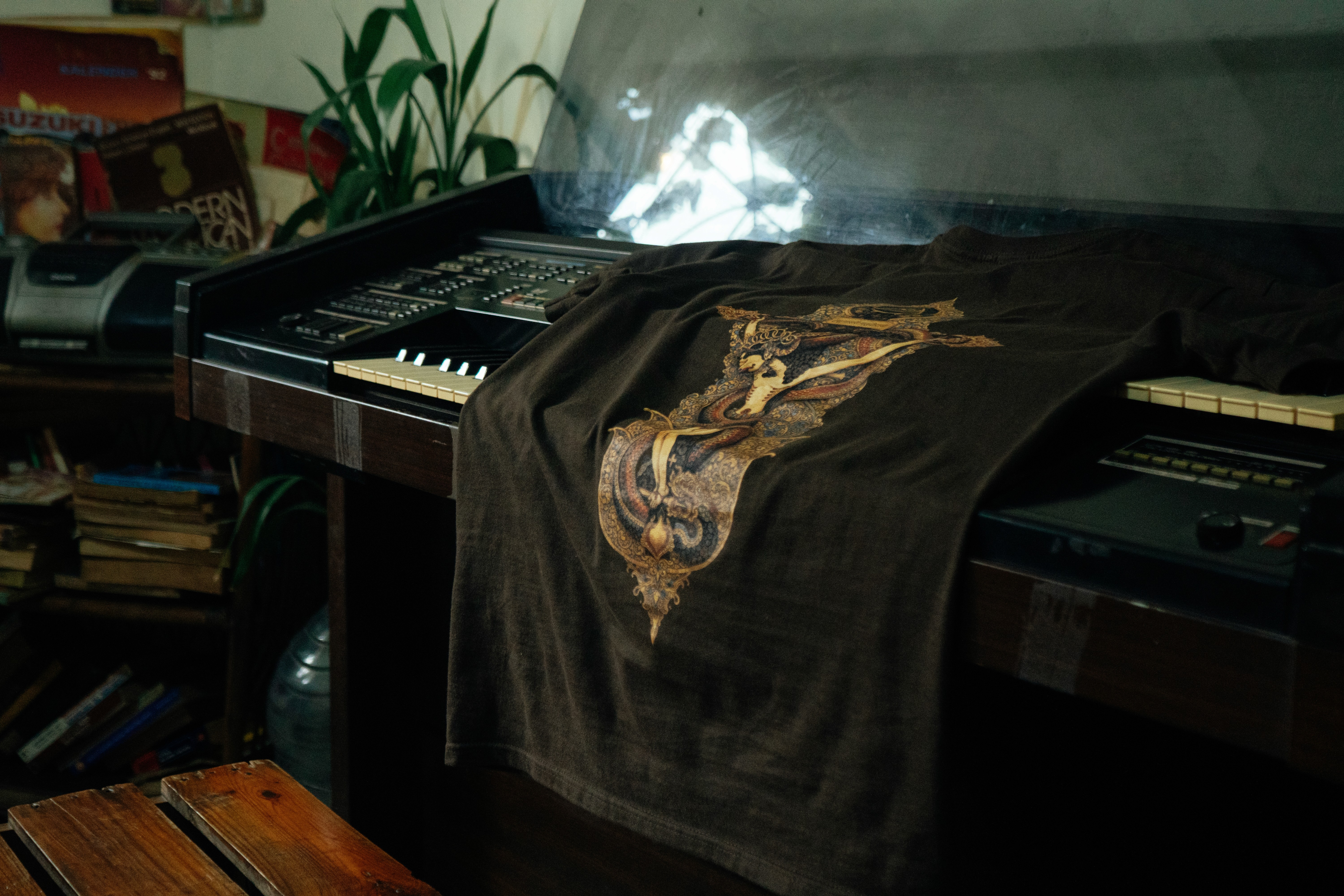 Wayang Jesus Shirt on Piano