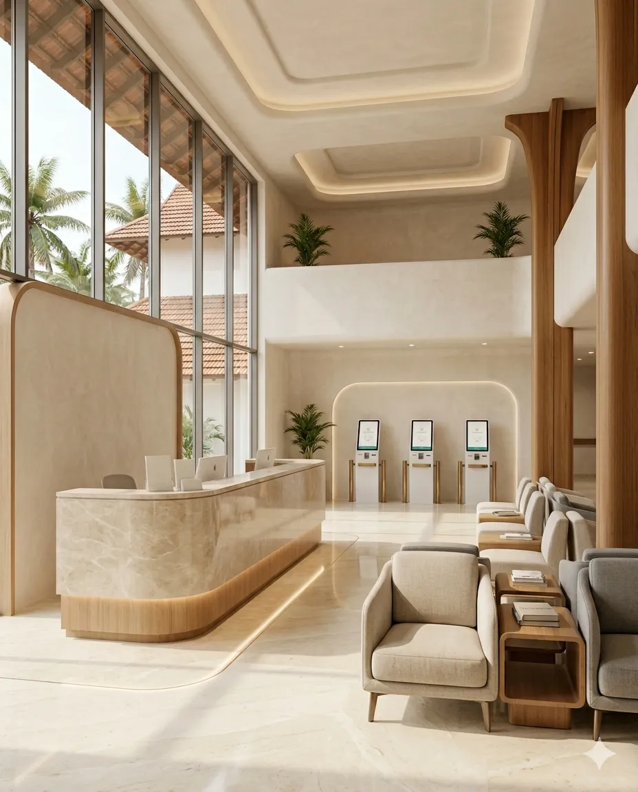 Modern hospital reception area