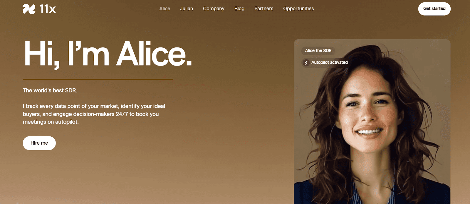 Alice by 11x.ai homepage